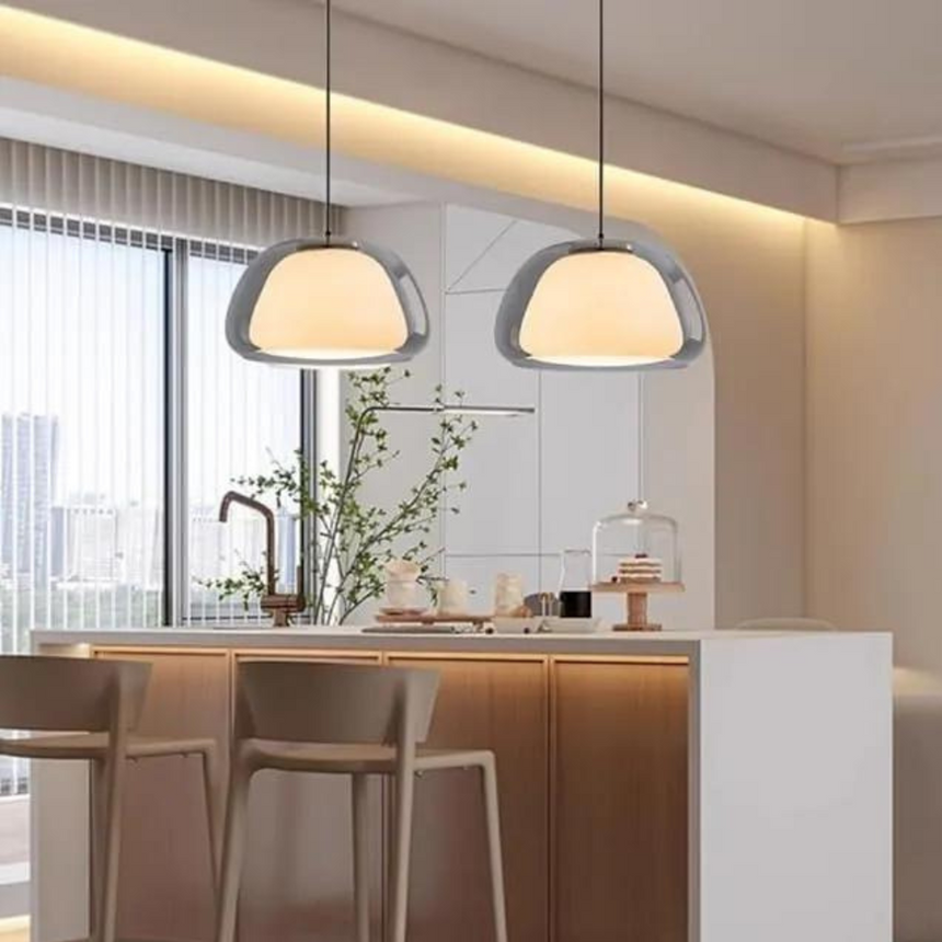 Luminex Double Glass Dome Pendant Light soft layered glow - OpalDwell