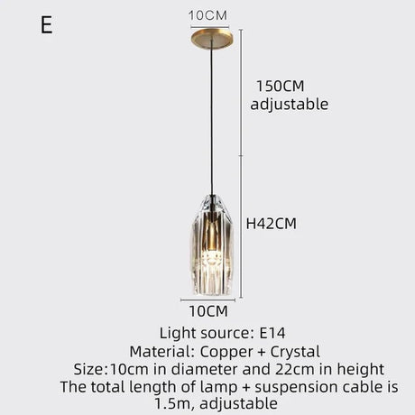 Asterra Premium Full Copper K9 Crystal LED Pendant Lights - OpalDwell