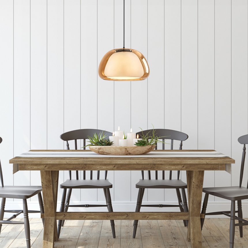 Luminex Double Glass Dome Pendant Light dimensions size view - OpalDwell