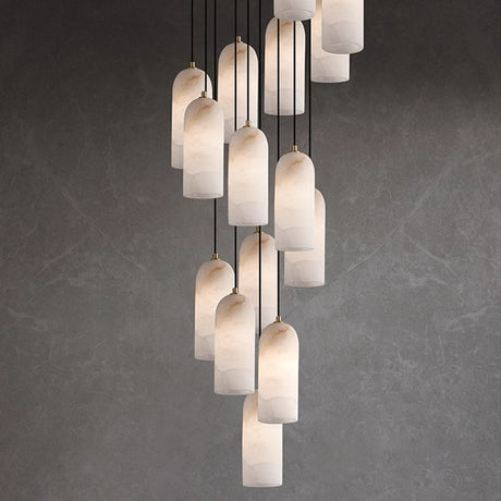 Marble Pendant Light with Copper Accents Detail