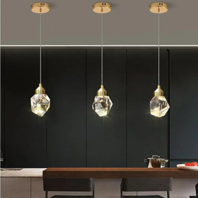 Gold Finish Sparkling Crystal Pendant Light with Soft Warm LED Glow | OroDwell