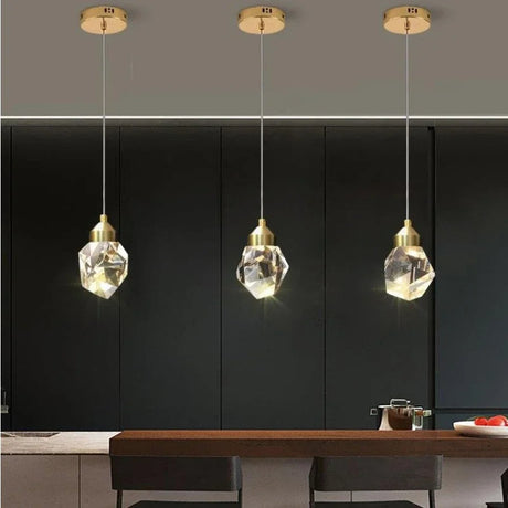 Gold Finish Sparkling Crystal Pendant Light with Soft Warm LED Glow | OroDwell