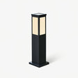 Square lantern bollard in black with white panels and a solar top