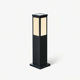 Square lantern bollard in black with white panels and a solar top