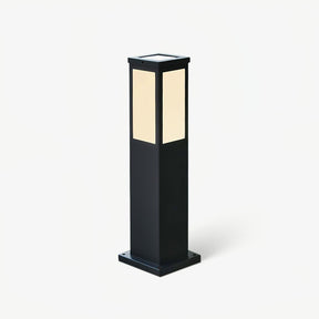 Square lantern bollard in black with white panels and a solar top