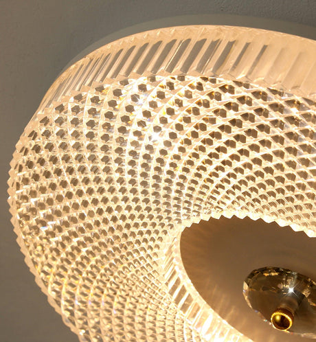 Close view of the ribbed band lit from inside