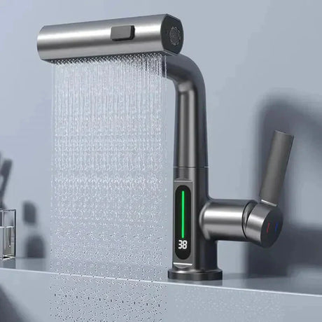 AquaLuxe Digital Waterfall Faucet Temperature Display