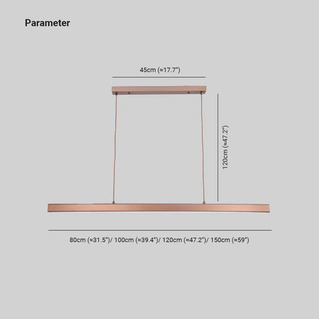 Linear Metal Pendant Light Size Reference
