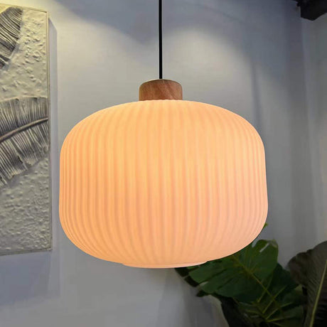 Wood and Glass Pendant Lamp for Dining Room Lighting
