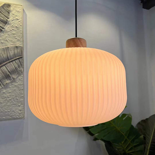 Wood and Glass Pendant Lamp for Dining Room Lighting