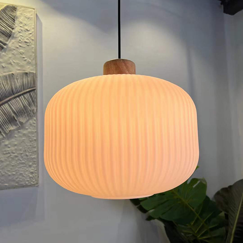 Wood and Glass Pendant Lamp for Dining Room Lighting
