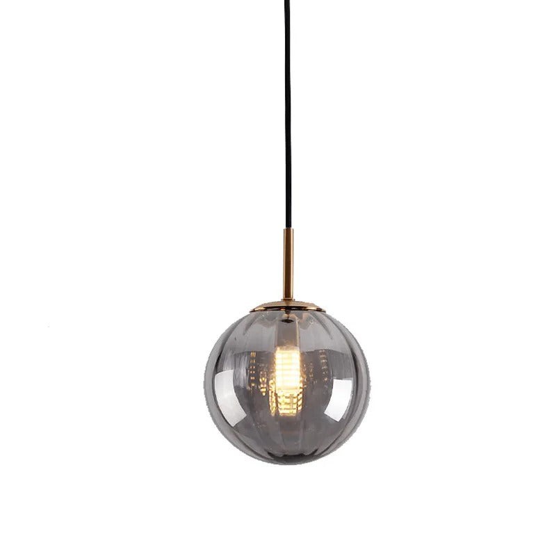 Glass ball pendant light with stained glass craftsmanship