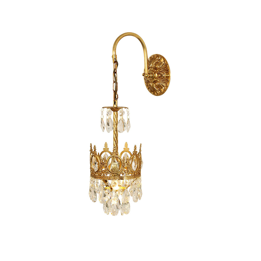The crown sconce on a white background, showing the arm and the chain