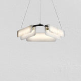 Alabaster chandelier focal point for living room