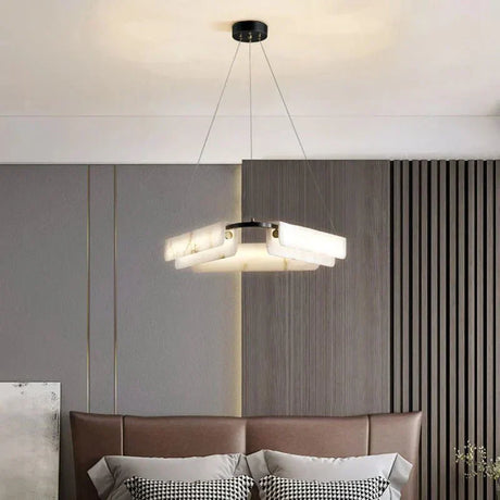 Alabaster stone chandelier with delicate framework