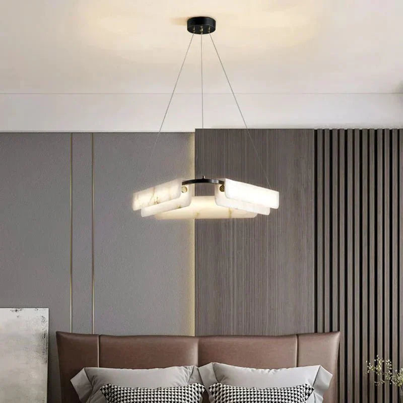 Alabaster stone chandelier with delicate framework