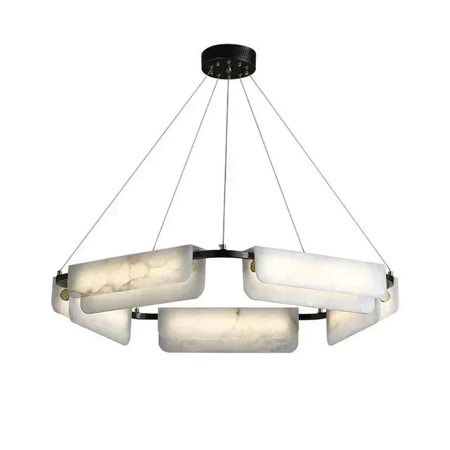 Alabaster chandelier with tiered silhouette design