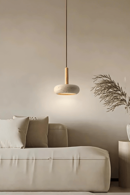 pendant lamp sculptural stone texture close-up