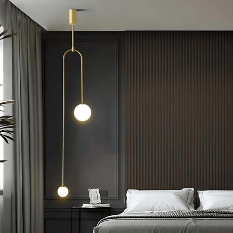 Metal pendant lamp G9 bulb close-up