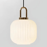 Glass Stone Pendant Light Flat Ball Design