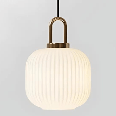 Glass Stone Pendant Light Flat Ball Design