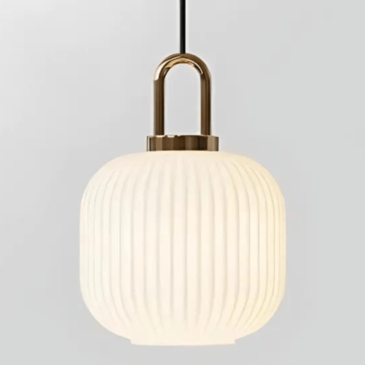 Glass Stone Pendant Light Flat Ball Design