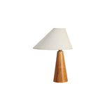 Wood cone lamp unlit on a plain ground seen from the front