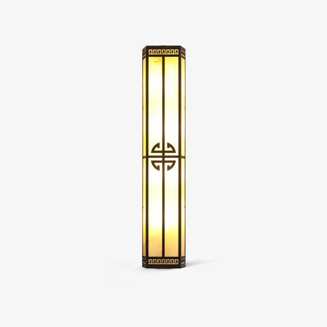 The lantern lit on a pale background, standing 47.2 inches tall
