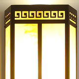 Close view of the fretwork band at the top of the lantern