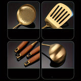 Wooden handle utensil set for comfortable cooking