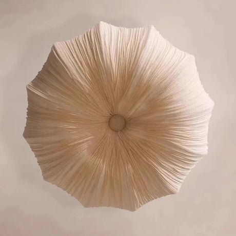 Gathered fabric shade seen from above where the panels meet