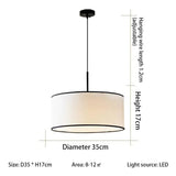 Dimension card for the 35 cm fabric drum pendant light