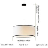 Dimension card for the 40 cm fabric drum pendant light