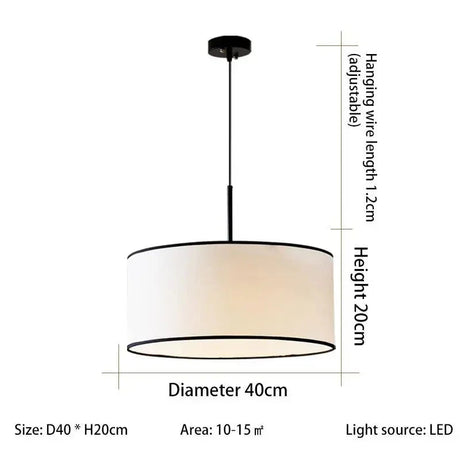 Dimension card for the 40 cm fabric drum pendant light