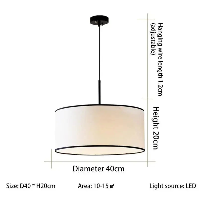 Dimension card for the 40 cm fabric drum pendant light