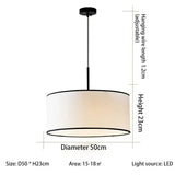 Dimension card for the 50 cm fabric drum pendant light