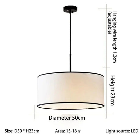 Dimension card for the 50 cm fabric drum pendant light