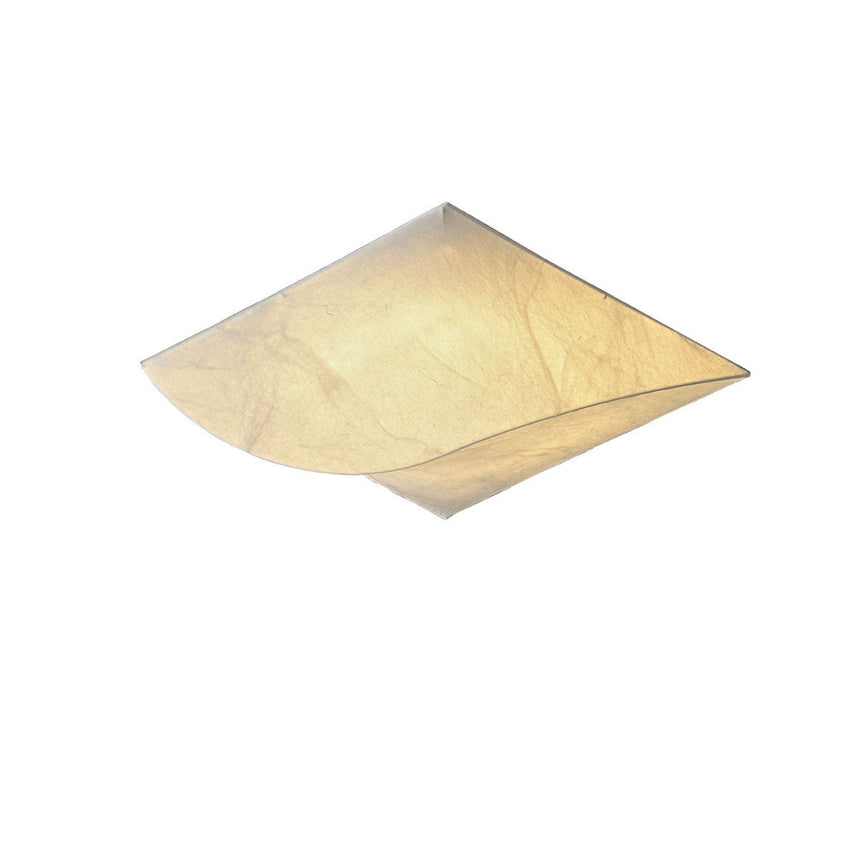 Square silk ceiling light seen flat on showing the fiber pattern