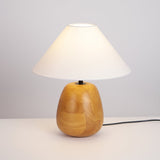 Farmhouse table lamp switched on against a plain pale background