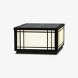 Square cube lantern with a slim grid over white panels on all faces