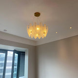 Astrae Glass Feather Chandelier With Crystal Feathers