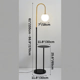 Dimension drawing of the lamp at 66.9 inches tall with a black tray and base