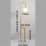 Dimension drawing of the lamp at 66.9 inches tall with a light wooden tray