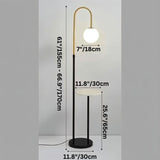 Dimension drawing of the lamp at 66.9 inches tall with a white tray and base