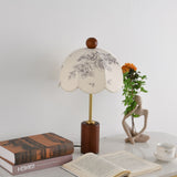 Wide scalloped parasol shade unlit, the printed pattern clearly visible