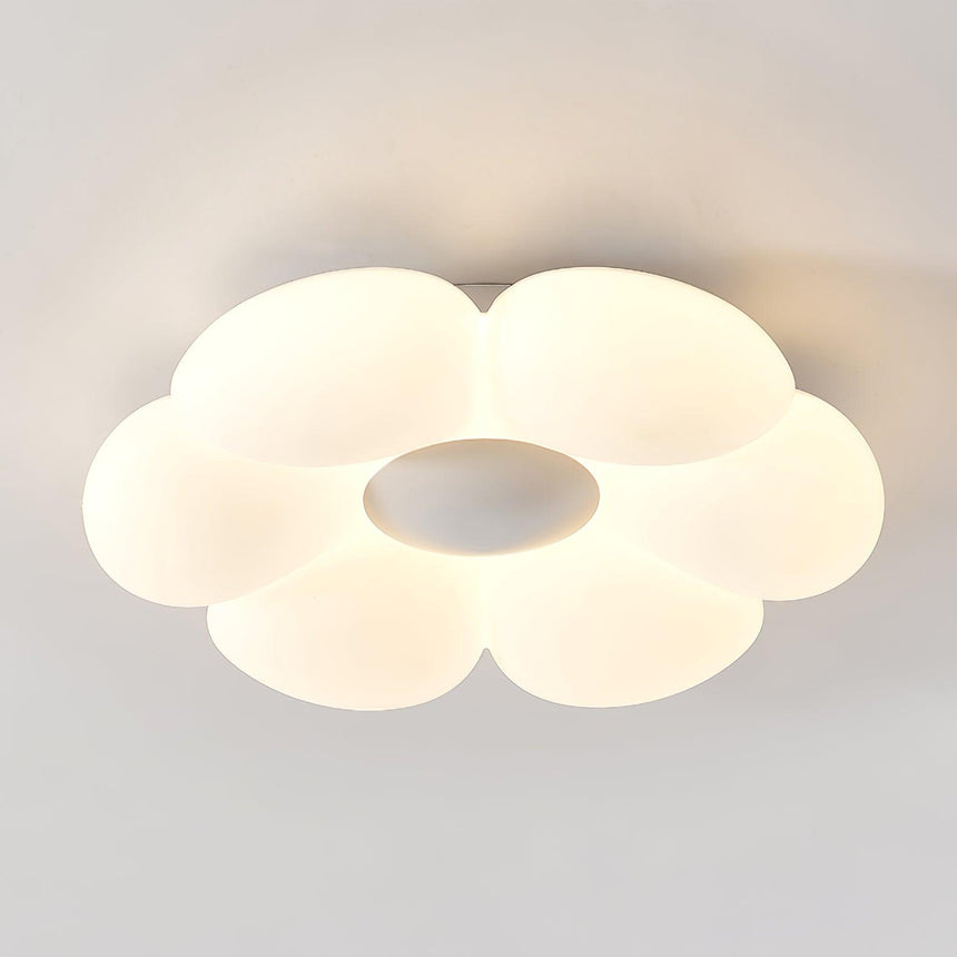 Flower ceiling light shown unlit from below with all six petals