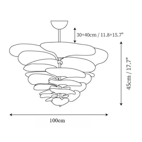 The 100 cm version drawn with its width and 45 cm height marked