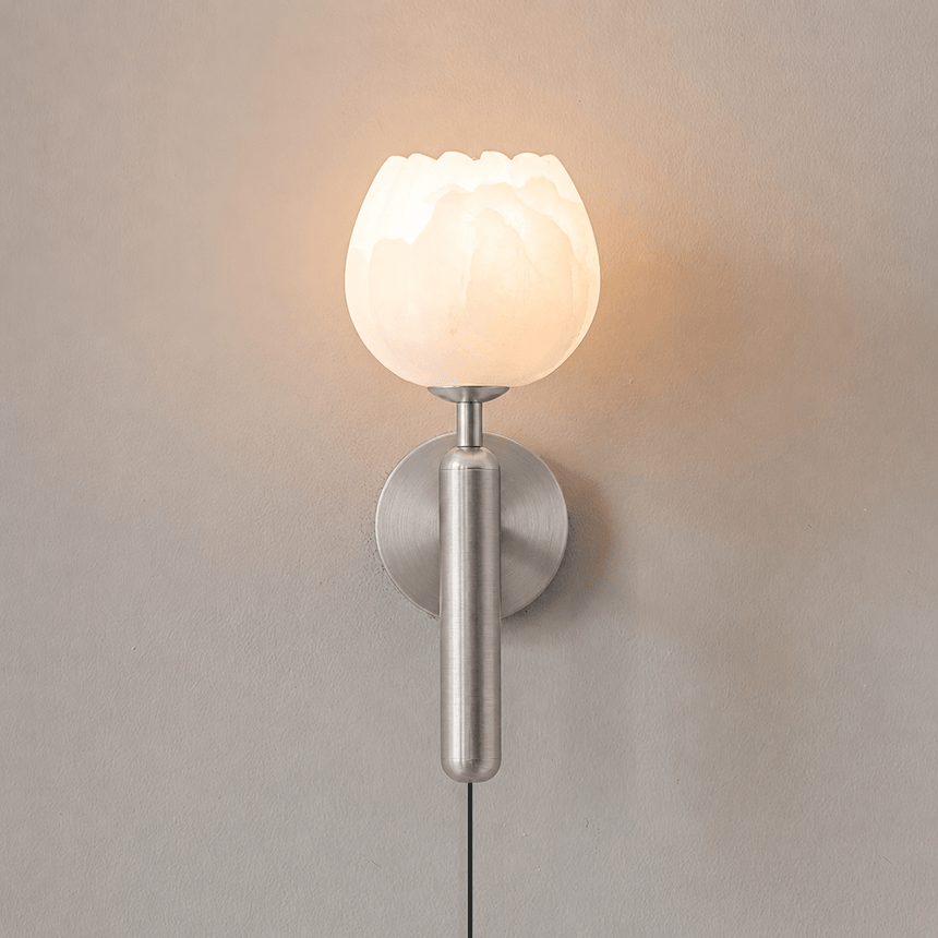 The nickel version with its stone flower shade on a pale background
