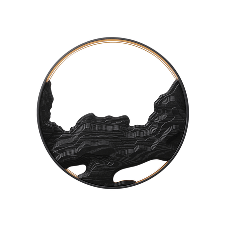 The same disc finished entirely in black, carved layers and ring together