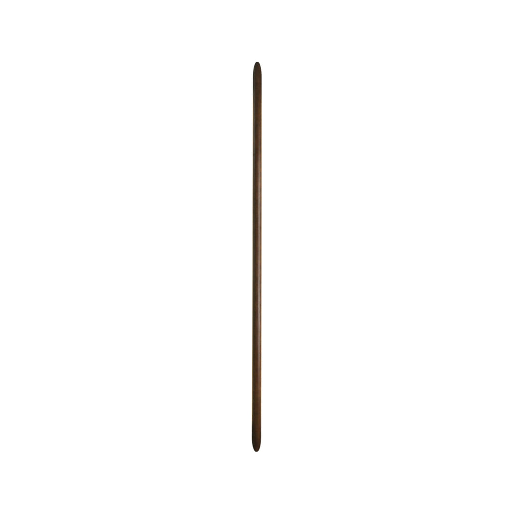 Slim tapered wood rod mounted flat on a wall, unlit, light wood finish